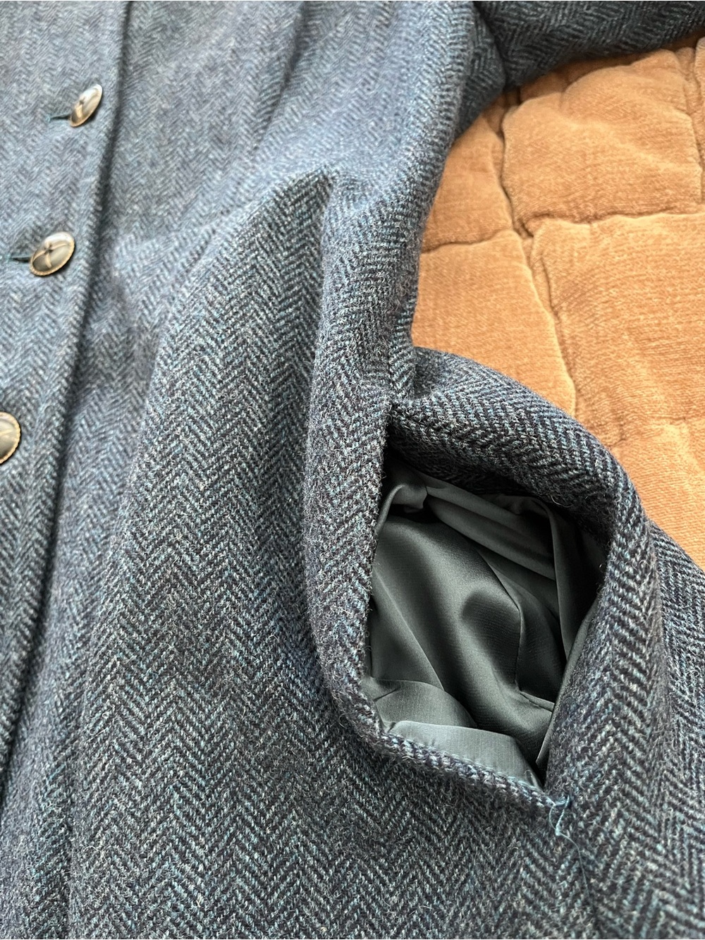 My Fair Lady Long Hooded Wool Trench Coat in Slate Blue - Picture 7 of 10